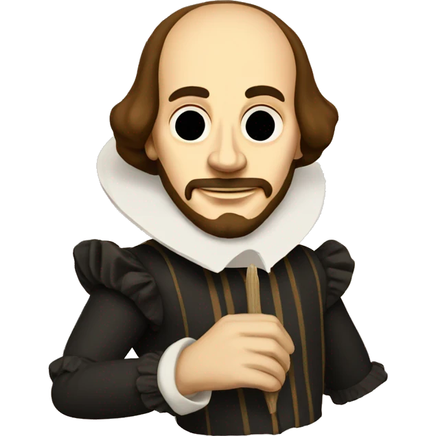 Shakespeare holds a tragic mask in his hand emoji