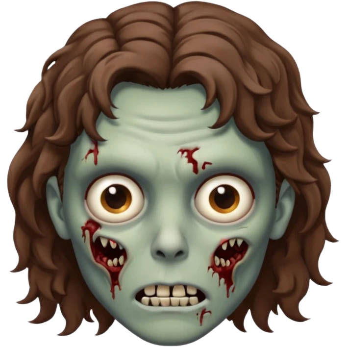 Zombie with lil bit curly medium brown hair emoji