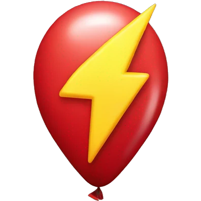 red balloon with lightning bolt on it emoji
