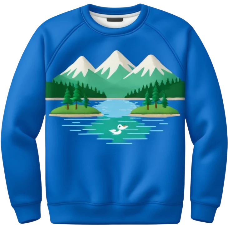 Sweat shirt with embroidered small lake design emoji