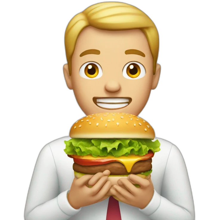 Man eating a hamburger emoji