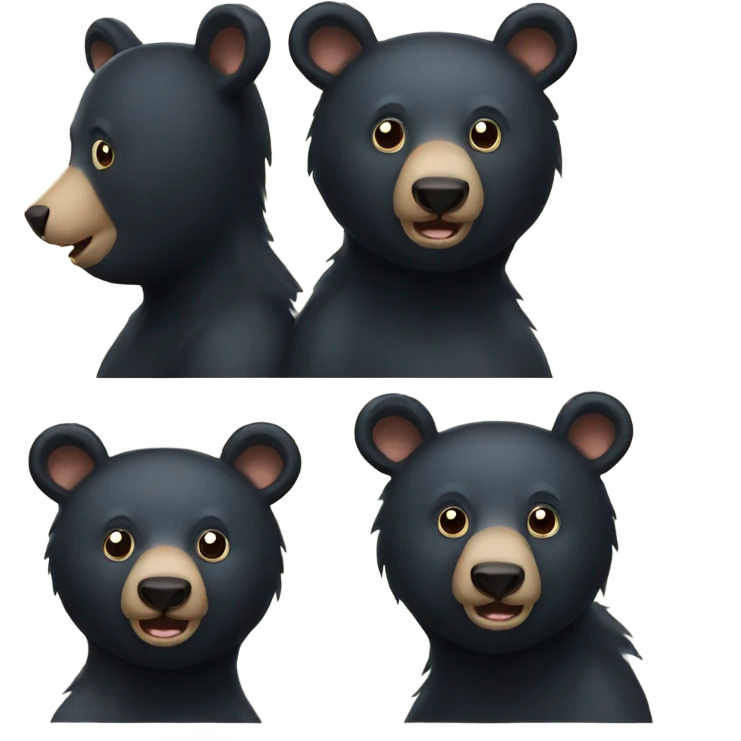 Black bear with 3 heads  emoji