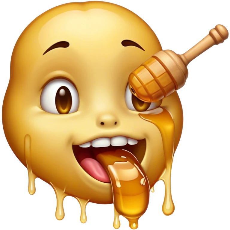 drooling emoji licking honey but the honey is covering its tongue kinda emoji