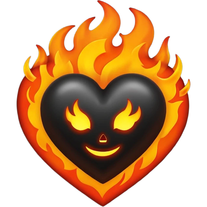 black heart emoji surrounded by flames emoji