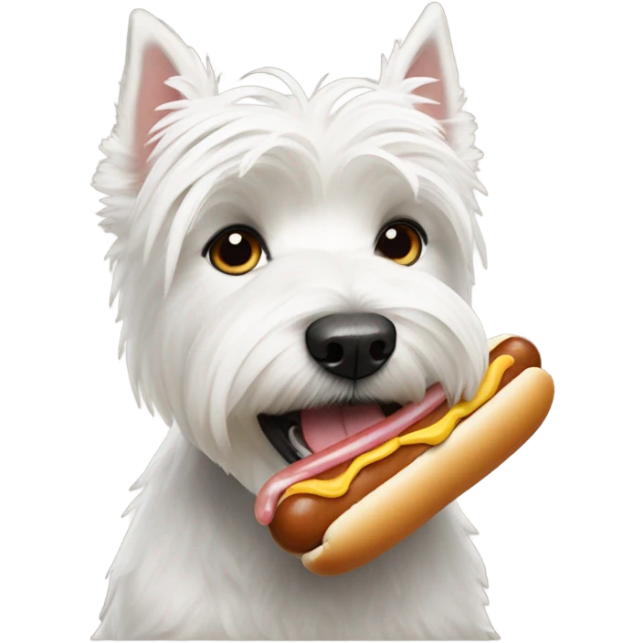 Westie eating a hot dog emoji