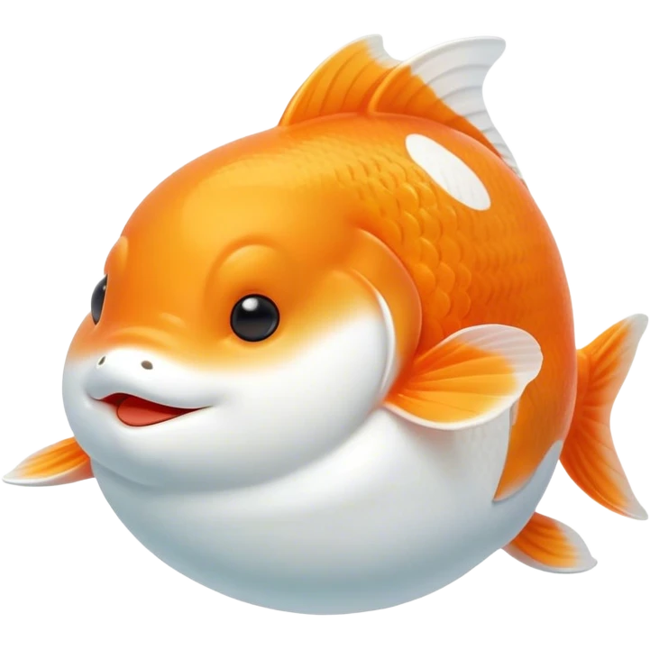 Meme-Worthy Cute Sleeping Orange and White Goldfish Portrait Emoji, Head resting peacefully with a contented smile, showcasing a streamlined, graceful body with a luxuriously soft blend of orange and white, eyes closed in a serene, floating nap, Simplified yet hilariously adorable features, highly detailed, glowing with a soft, drowsy light, high shine, relaxed and utterly lovable, stylized with an air of playful laziness, bright and heartwarming, soft glowing outline, capturing the essence of a comically sleepy goldfish, so meme-worthy it feels like it could instantly become the next viral sensation of adorable slumber! emoji