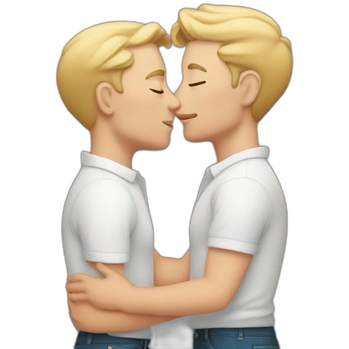 gay grown white couple kissing emoji