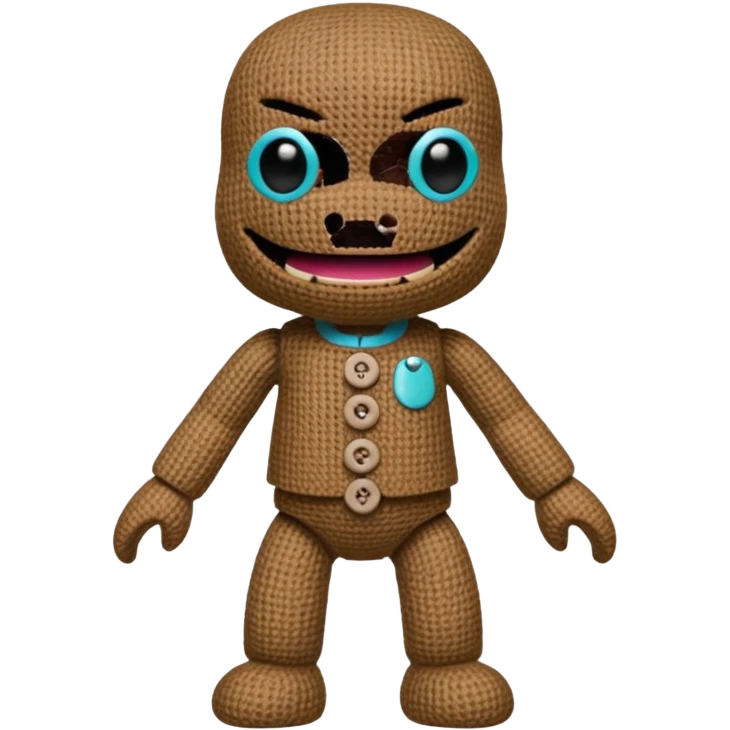 Make me a realistic Sackboy character from littlebigplanet game emoji