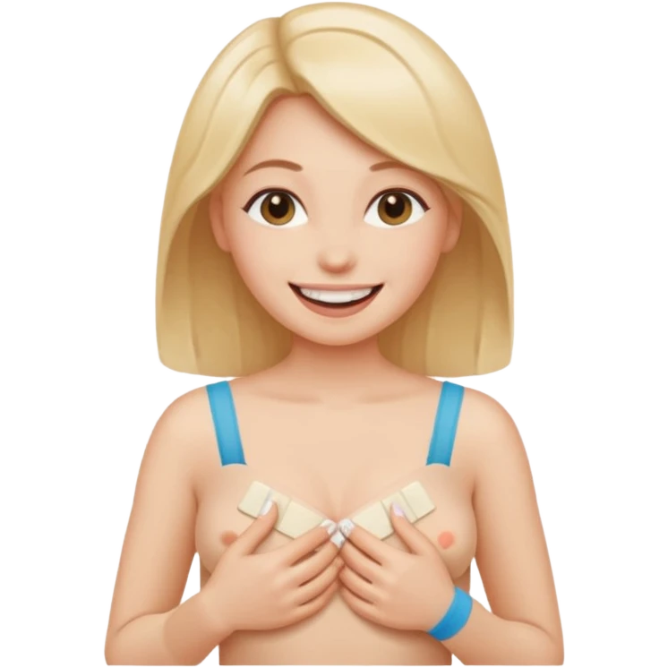 Woman covering nipples with bandaids emoji