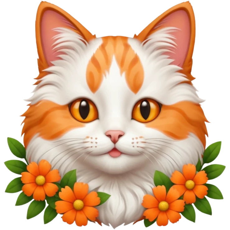 Cat with Flowers and kissing emoji