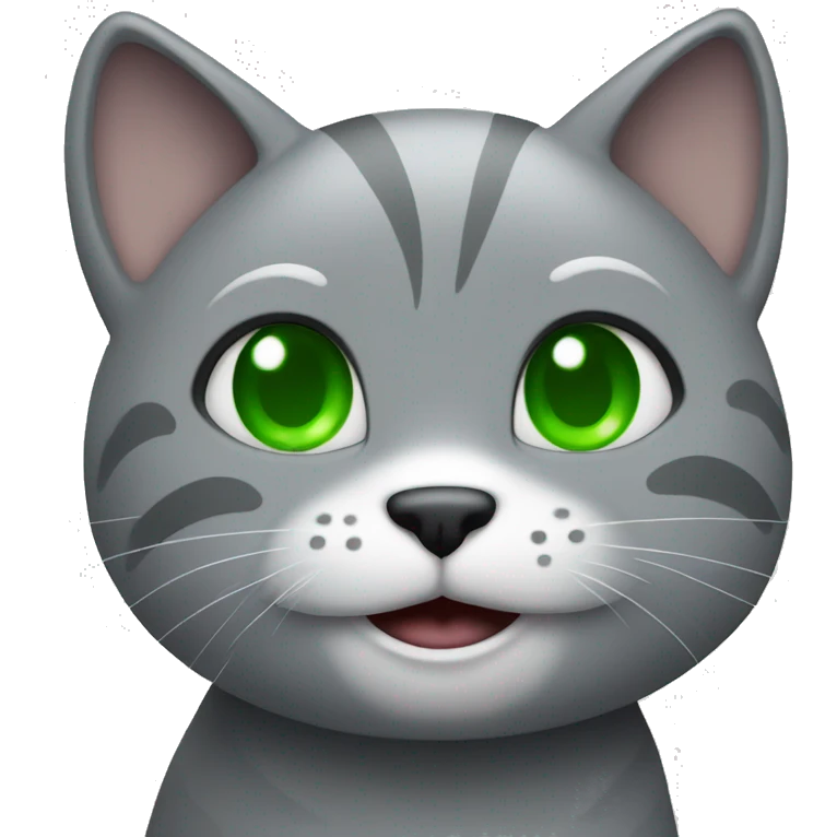 Dancing grey cat with green eyes emoji