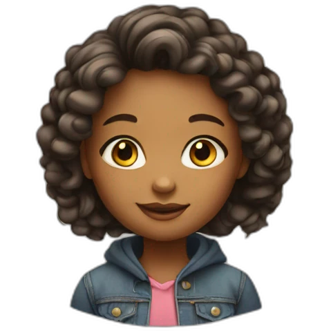 cute trendy little girl, emoji