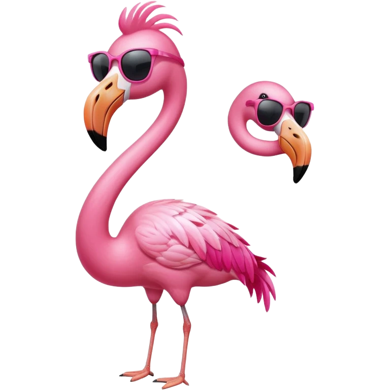 flamingo standing with sunglasses emoji