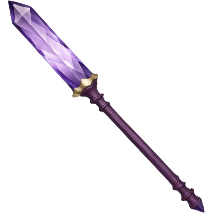 Wand with Heartwood of Silver Birch, 12.5 inches long, Medium flexibility, Tip Inlay: small amethyst shard, Finish: Plum-stained lacquer over whitewood core, giving the wand a soft, moonlit glow in dim light. emoji