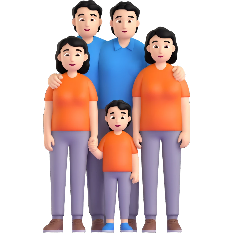 joyful caucasian family with black-haired father, mother and their young son emoji