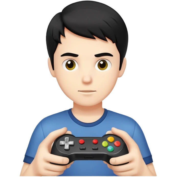 White boy with black hair using a game controller  emoji