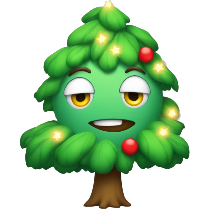 A tree with lights with a red bow on top emoji