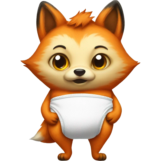 Fox in a diaper on butt emoji