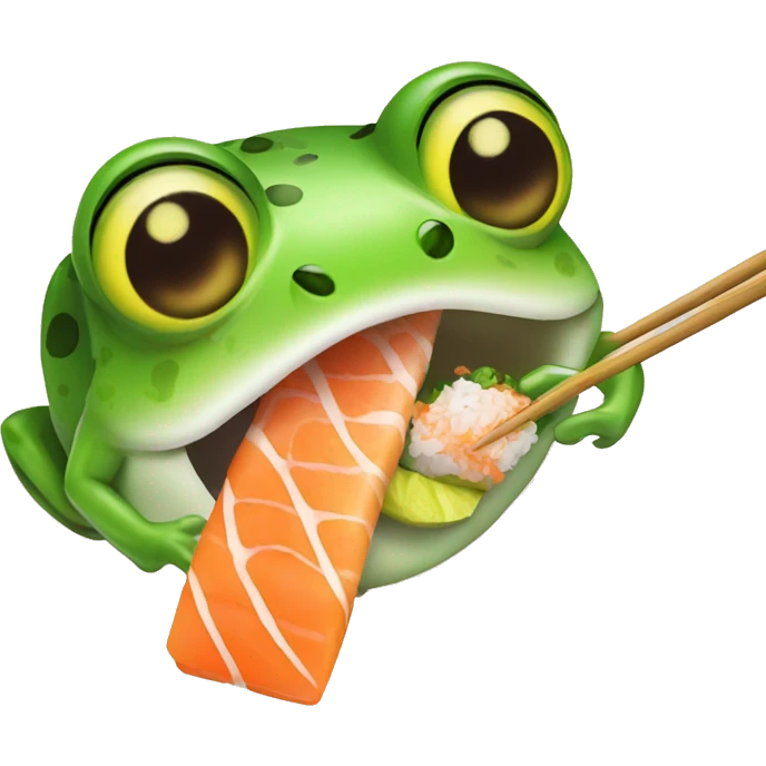 Frog tongue grabbing sushi emoji