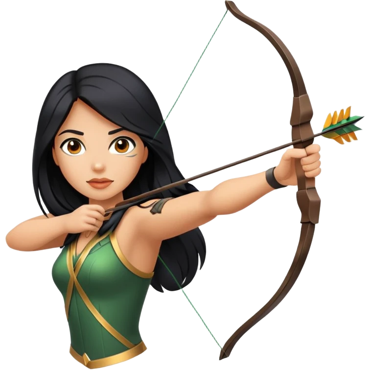 woman tanned long black hair, shooting arrow  emoji