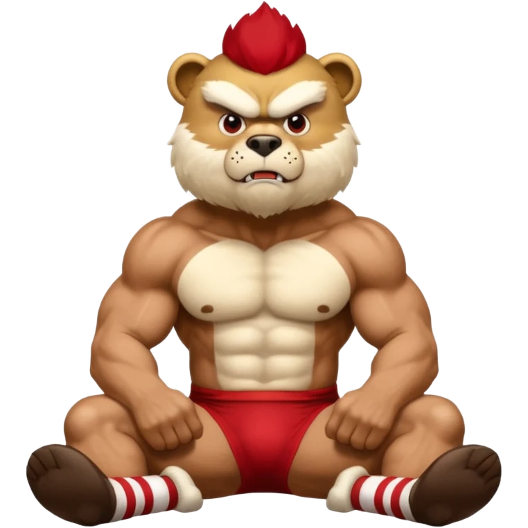 Can you create a emoji of threw Nebraska Cornhusker mascot sitting on top of the UCLA Bruin mascot emoji