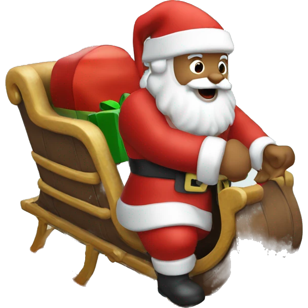Santa Claus Sled with gofts emoji
