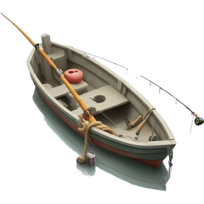 fishing rod hanging out of small fishing boat emoji