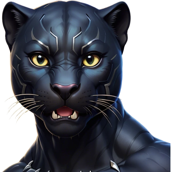 Cinematic Comical black Panther Portrait Emoji, Head tilted dramatically with an exaggeratedly shocked expression, featuring a sleek, muscular body with wide, comically expressive eyes full of humorous disbelief, Simplified yet hilariously expressive features, highly detailed, glowing with a slightly sassy dark glow, high shine, dramatic yet playful, stylized with an air of quirky feline attitude, soft glowing outline, capturing the essence of a meme-worthy black Panther that looks ready to side-eye its way into viral fame! emoji