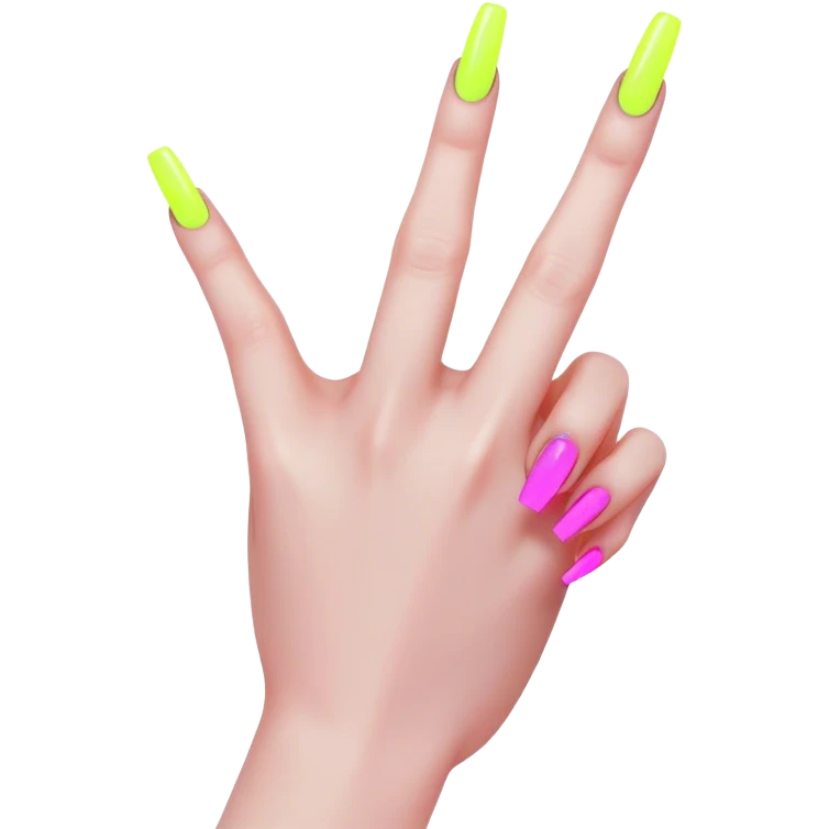 cyberpunk style neon middle finger with long neon nails emoji