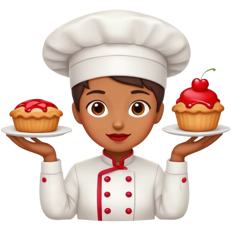 A pastry chef carrying a pair of red lunnette emoji