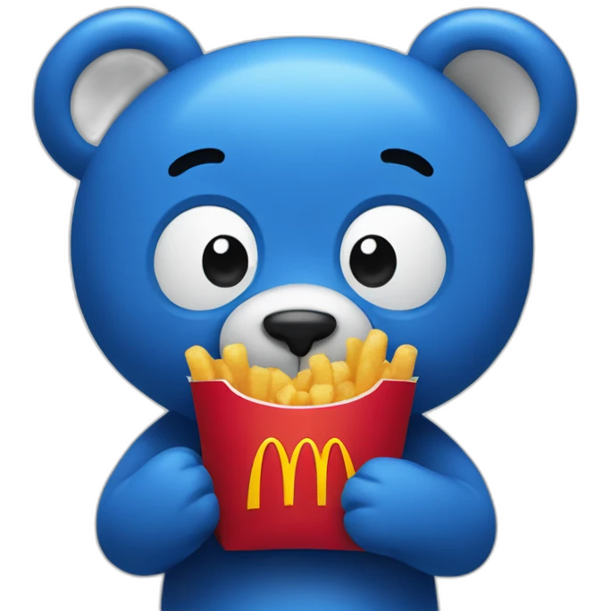 blue bear with McDonalds emoji