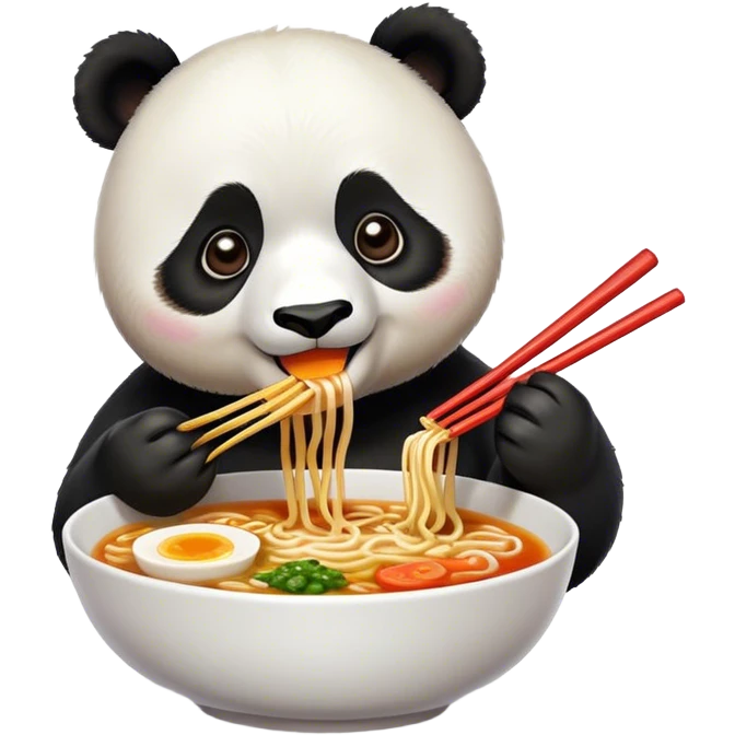 Panda eating ramen emoji