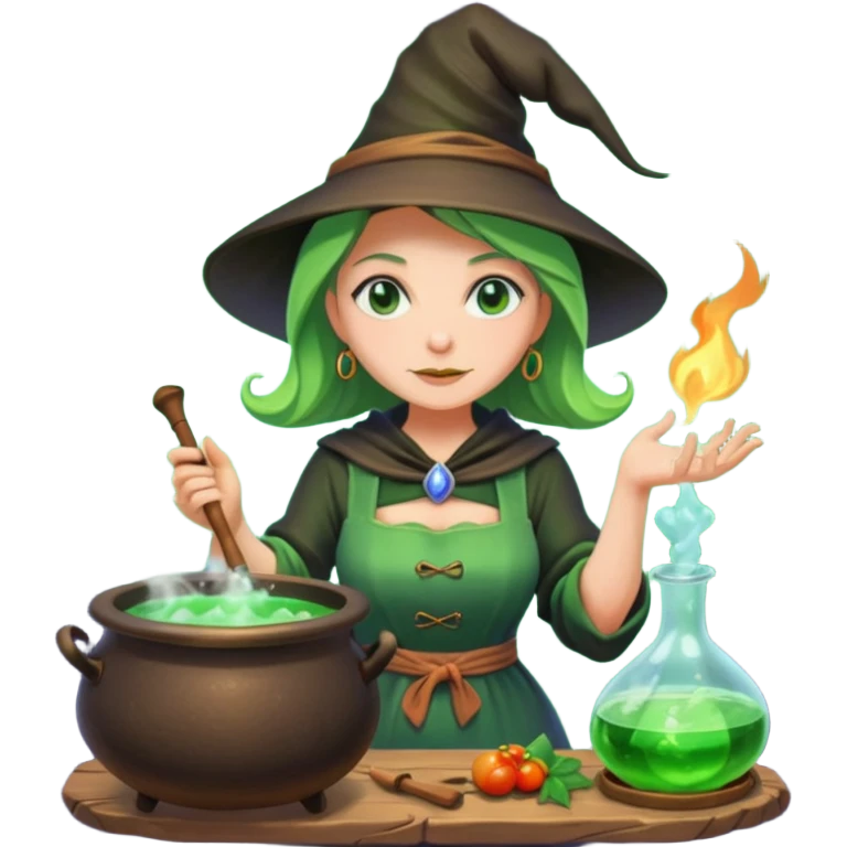 green witch cooking potion emoji
