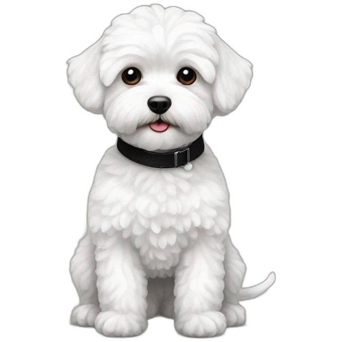 White maltipoo with black collar emoji