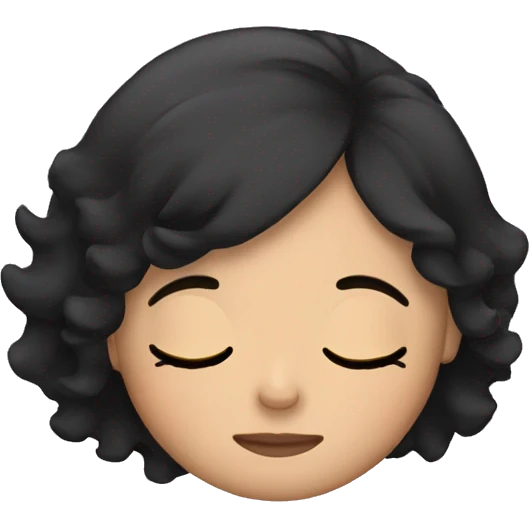 Girl with black hair sleeping emoji