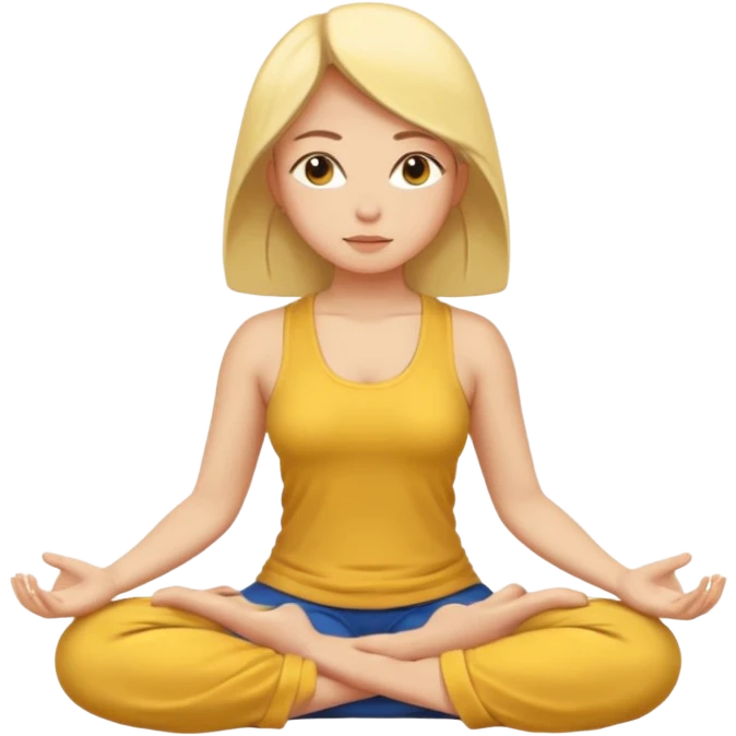 woman sitting cross-legged, meditating, yellow skin tone, tranquil mood emoji