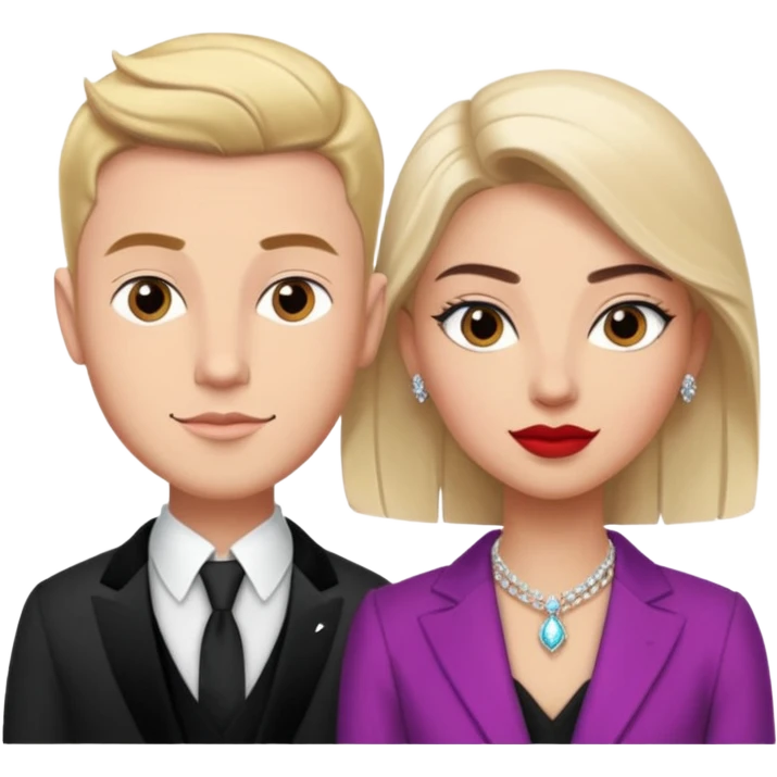 Justin James and Ravza Tulip standing side by side, Justin looking cool and ambitious, Ravza elegant and graceful, both exuding confidence, luxury, and charisma in a stylish, high-class environment emoji