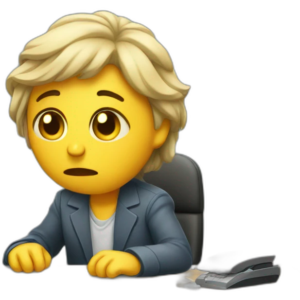 sad you are working at a desk emoji
