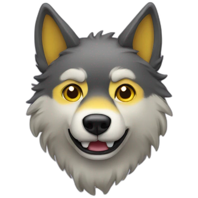 Funky Wolf with a yellow mustache emoji