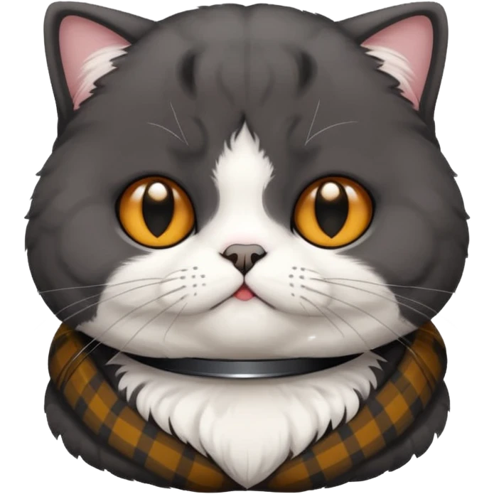 black scottish fold cat with white on the chest emoji