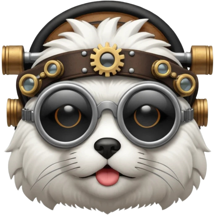 Shitzu black and white with steampunk emoji