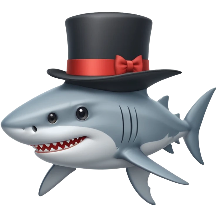 Shark with a top hat emoji