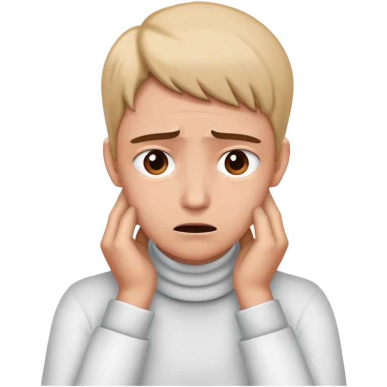 person with both hands on their neck, worried expression emoji