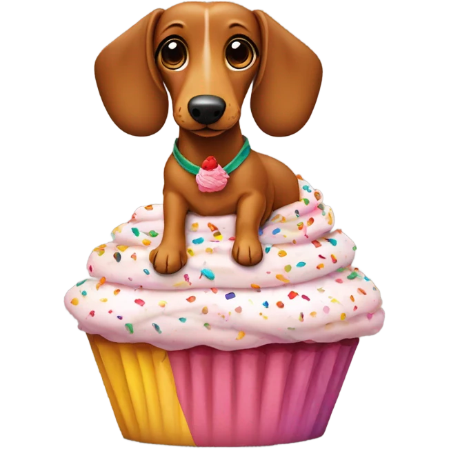 wiener dog with a cupcake emoji
