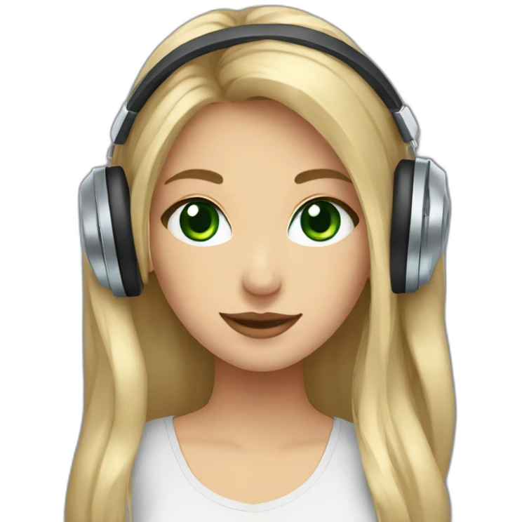 Anastasiia with green-blue eyes with headphones emoji