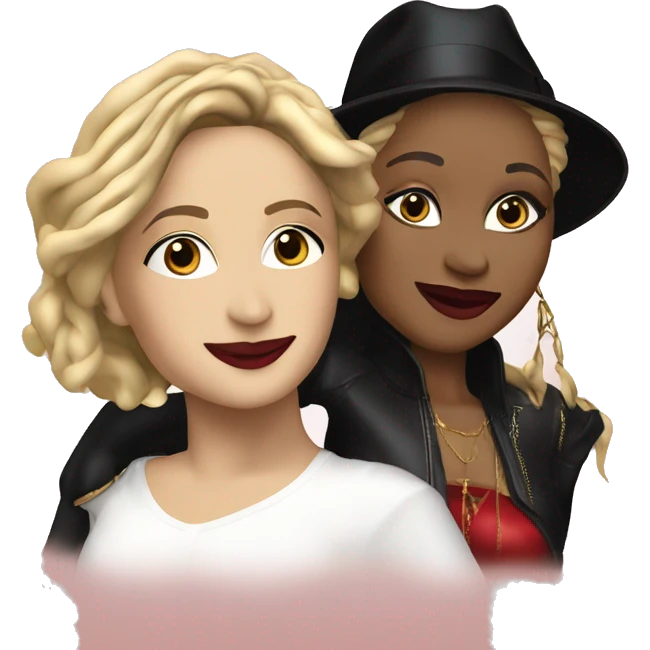 Madonna  (artist/singer) with  Jannet Jackson  happy emoji