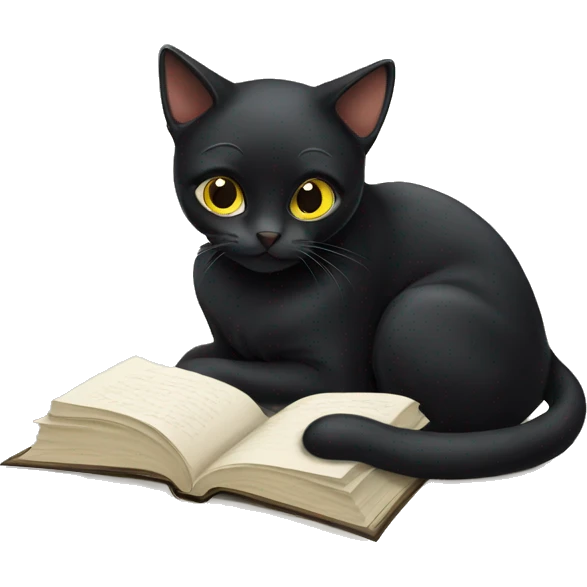 Black cat studying for exams emoji