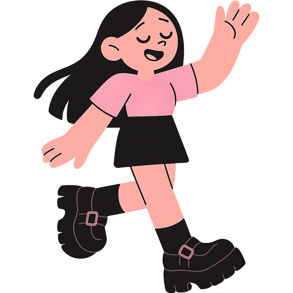 BLACKPINK-inspired gothic shoes, no hearts, soft and expressive, black and pink, pastel toon style emoji