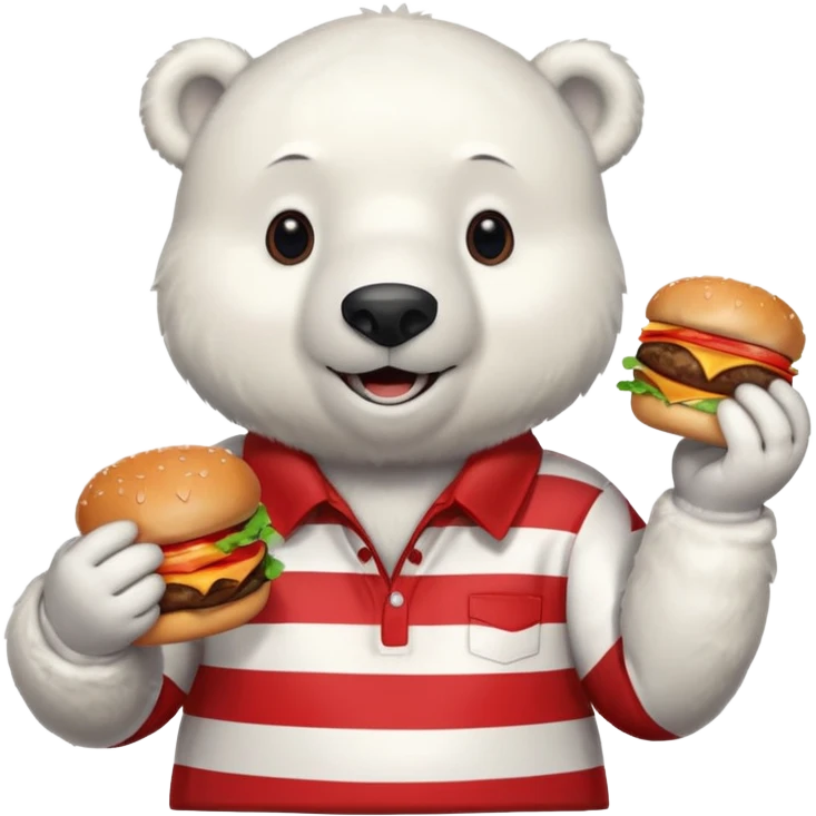 polar bear with burger wearing red checkered shirt emoji