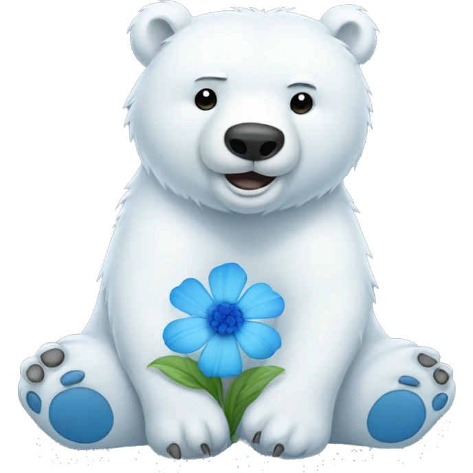 ice bear with blue flowe emoji